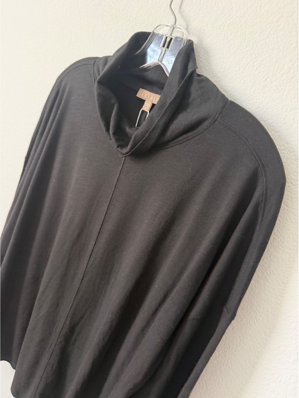 Lilla P NWT Long Sleeve Mock Neck Black Stretch Blouse Women's Size L - Picture 3 of 7